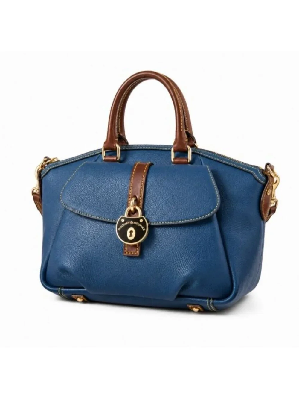 Dooney & Bourke Samba Denim Blue Leather Satchel NWT Crossbody Dust Bag
